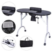 GoDecor Foldable Manicure Nail Table Pedicure Station Desk Spa Beauty Salon Equipment w/ Fan Black