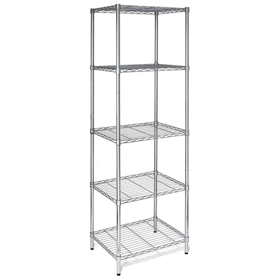 GoDecor Freestanding 5-Tier Steel Shelving Unit,21.65"D x 17.71"W x 70.87"H Garage Storage Rack Silver, 440lbs Capacity
