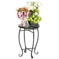 thumbnail image 1 of GoDecor Green Flower Mosaic Black Iron Outdoor Accent Table, 1 of 8