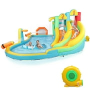 GoDecor Inflatable Bounce House with Water Slide, Backyard Inflatable Water Park with 2 Slides, Fits 4 Kids, Perfect for Summer Fun & Cooling Down