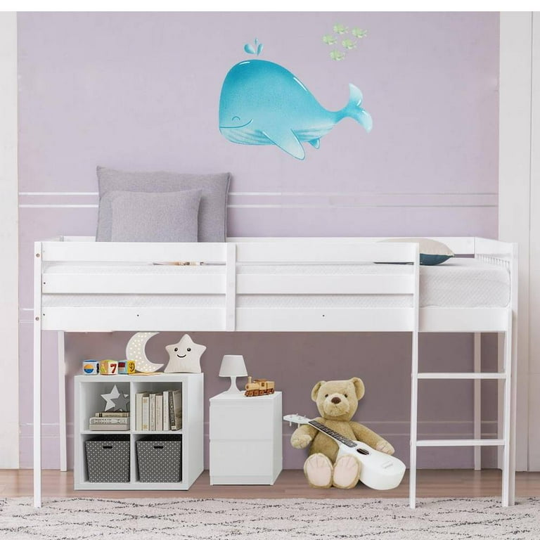 GoDecor Kid s Bed Twin over Low Loft Bunk Bed White Walmart