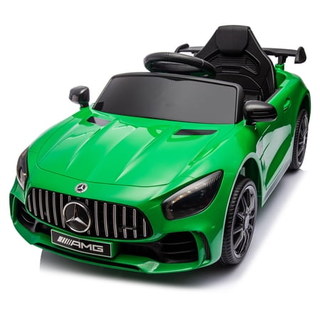 GoDecor Kids 12V Licensed Mercedes-Benz Ride On Car Powered with Remote Control LED Lights, Green