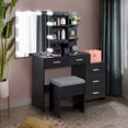 thumbnail image 1 of GoDecor Lighted Vanity Set Makeup Dressing Table with Sliding Lighted Mirror (Black), 1 of 10