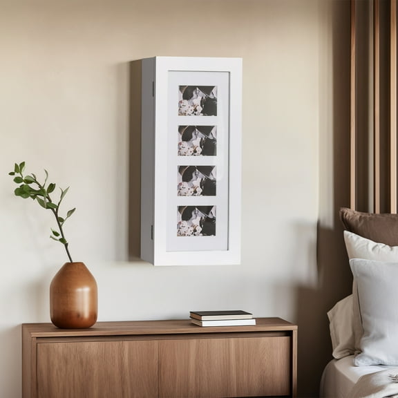 GoDecor Lockable Jewelry Cabinet Armoire with Mirror, Wall-Mounted Space Saving Jewelry Storage Organizer