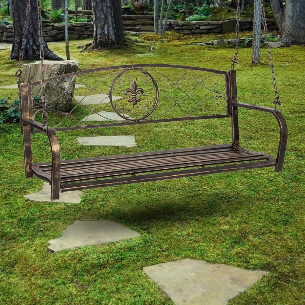 Rustic Metal Porch Swing Chair for Yard or Deck Jordan Ubuy