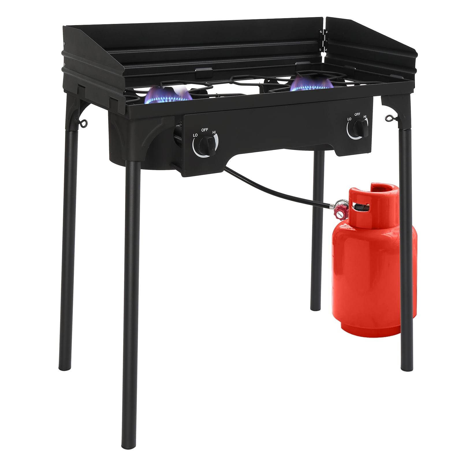 High-Pressure Black Cast Iron 2-Burner Portable Gas Stove