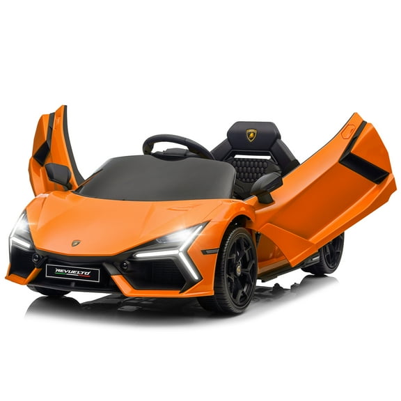 GoDecor Powered Electric Ride on Car with Remote Control, 3 Speeds, Music Player, Orange