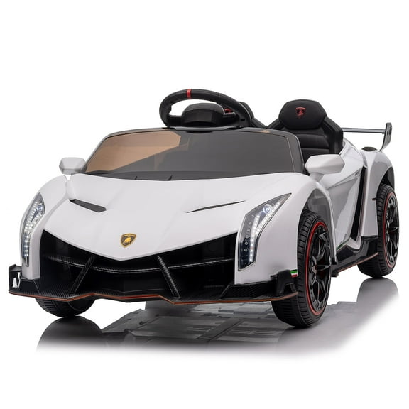 GoDecor Ride On Car 12V Licensed Lamborghini, Battery Powered Sports Car Toy with Parent Control, White