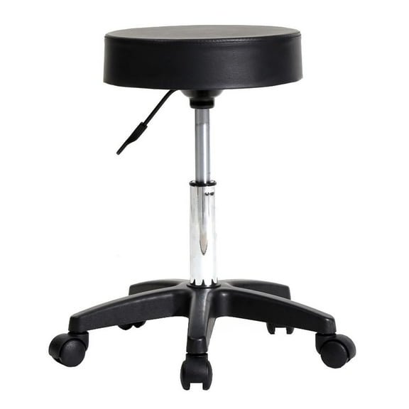 GoDecor Rolling Swivel Round Stool Plastic Arch Feet Rotation Adjustable Bar Stool Black