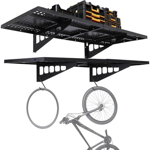 GoFashion 2-Pack 1.6x4ft Garage Wall Shelving Heavy Duty Wall Shelves Garage Storage Racks Wall Mounted Garage Shelves Floating Shelves for Wall, 560lbs Load Capacity