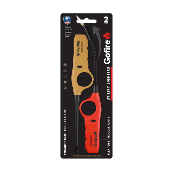 GoFire Multi-Purpose BBQ Lighter Set - 2 Pack with Straight and Bendy Neck