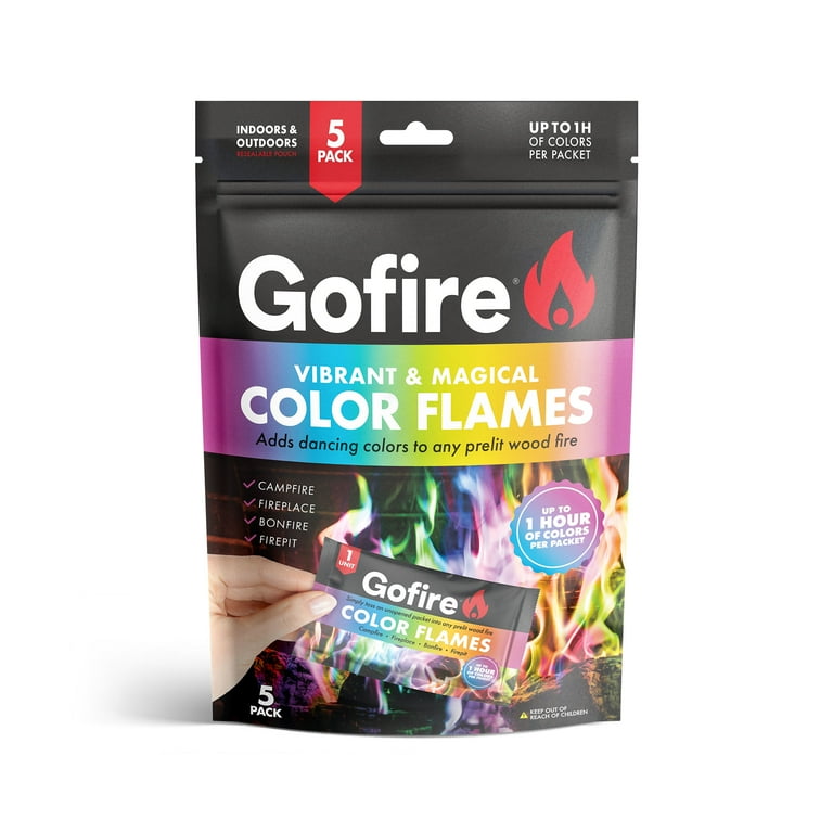 GoFire Northern Lights Color Flames 5 pack, for Campfires and Fireplaces.  Features up to 60 Minutes of Magical Changing Colors
