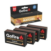 GoFire Waterproof Matches, 4 Packs of 40, Survival Matches for Outdoor Use, 160 Total