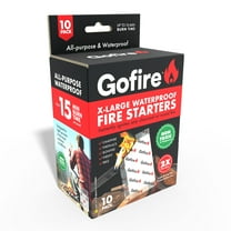 GoFire XTRA LARGE 10-Piece Fire Starter Kit, 15-Minute Burn Time, Non-Toxic & Waterproof