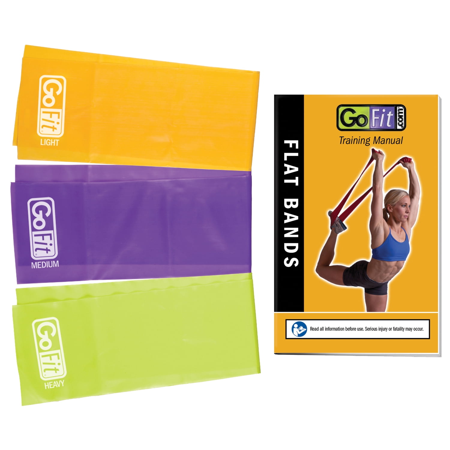 GoFit 3-Piece Color-Coded Latex-Free Flat Bands Set, GF-LFFB