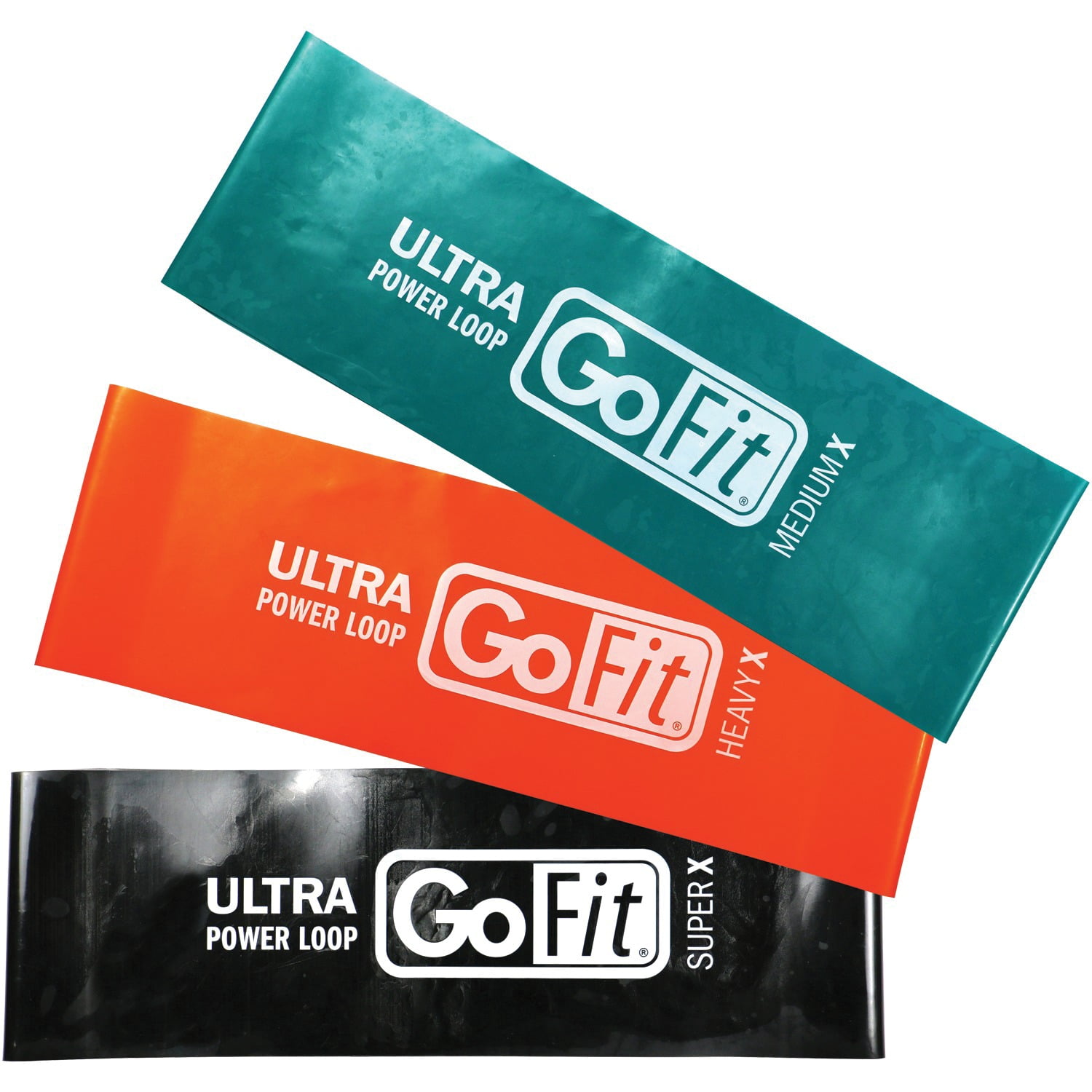 GoFit Ultra Power Loop Resistance Bands Set of 3 for Legs and Glutes, 4-Inch Wide Latex, 10-25 lbs