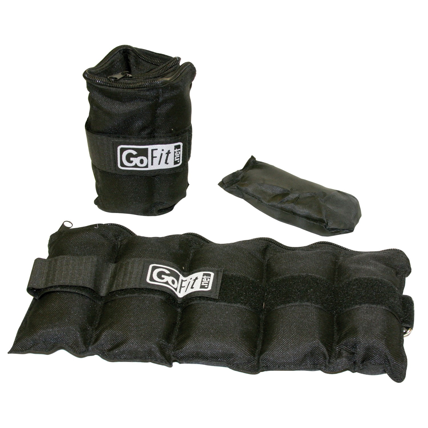 GoFit Adjustable Ankle Weights 2-10lbs for Leg Strength Training, Black, 2-Pack