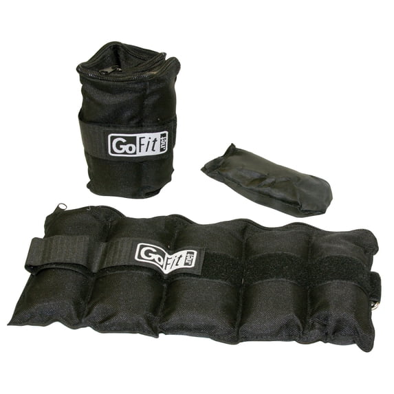 GoFit Adjustable Ankle Weights 2-10lbs for Leg Strength Training, Black, 2-Pack