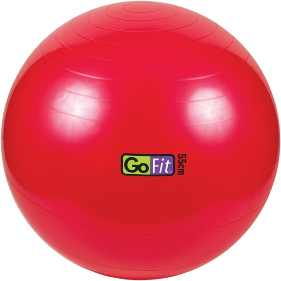 GoFit 55 cm Stability Ball with Pump, Exercise Ball for Balance and Core Training, Red