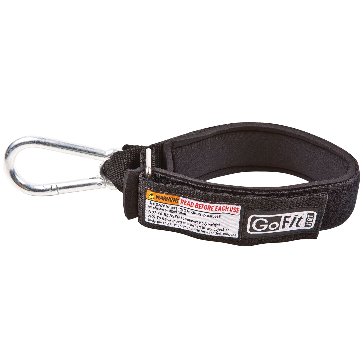 GoFit Ankle Strap with Carabiner for Tubes & Resistance Bands, Black, GF-STAS