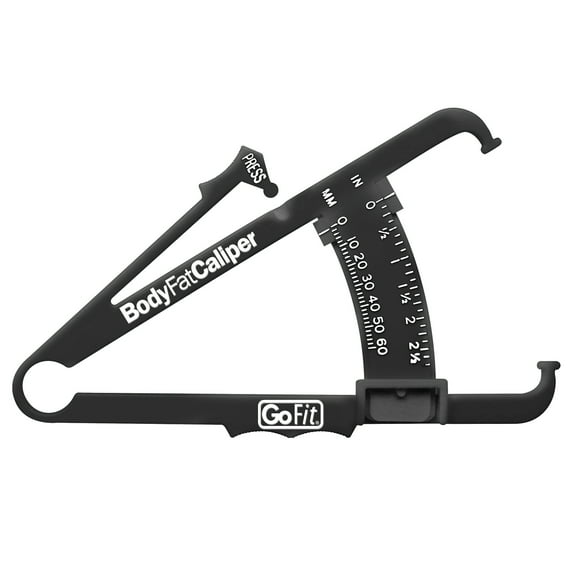 GoFit Body Fat Caliper with Accuracy Lever, Measures up to 60mm, Includes Male and Female Charts