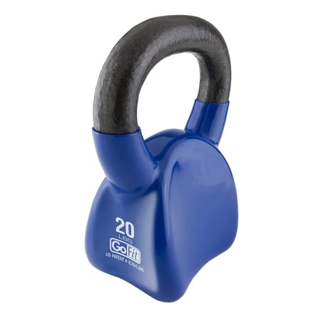 GoFit Contoured Single Vinyl Coated Kettlebell Single With Training Dvd