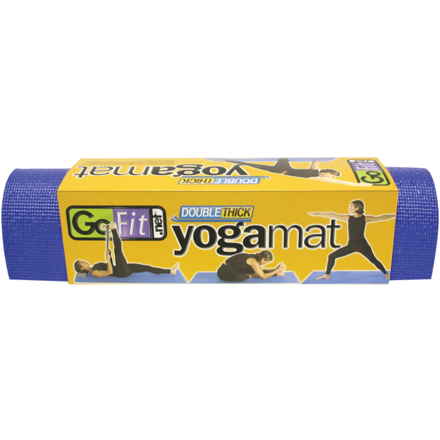 GoFit Yoga Mat 68" x 24" Double-Thick for Deep Relaxation, Sapphire Blue - 7mm Cushion