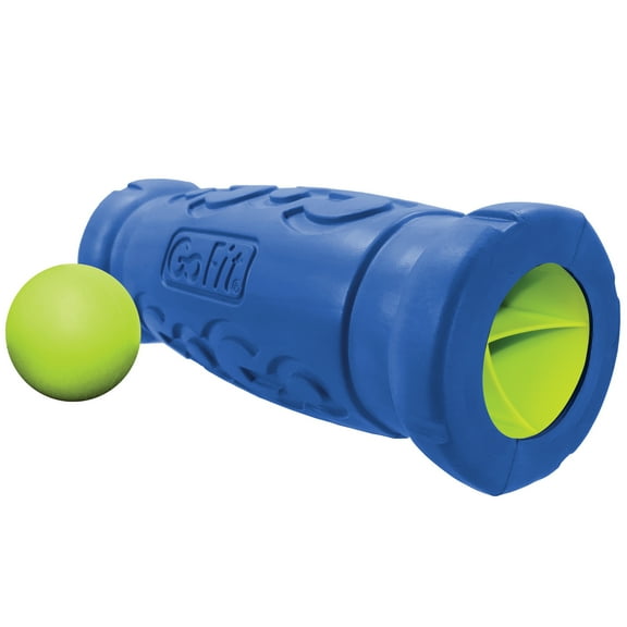 GoFit 12-Inch Medium Firm Barrel Foam Roller with Grooved Design for Muscle Recovery and Exercise Manual