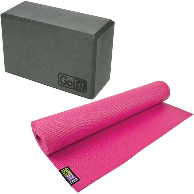 GoFit GF-YOGA-PK Yoga Mat (Pink) & GF-YB-GY Yoga Block