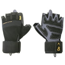 GoFit Go Grip Full-Finger Training Gloves, Large, Black/Gray, GF-GTCFF-L