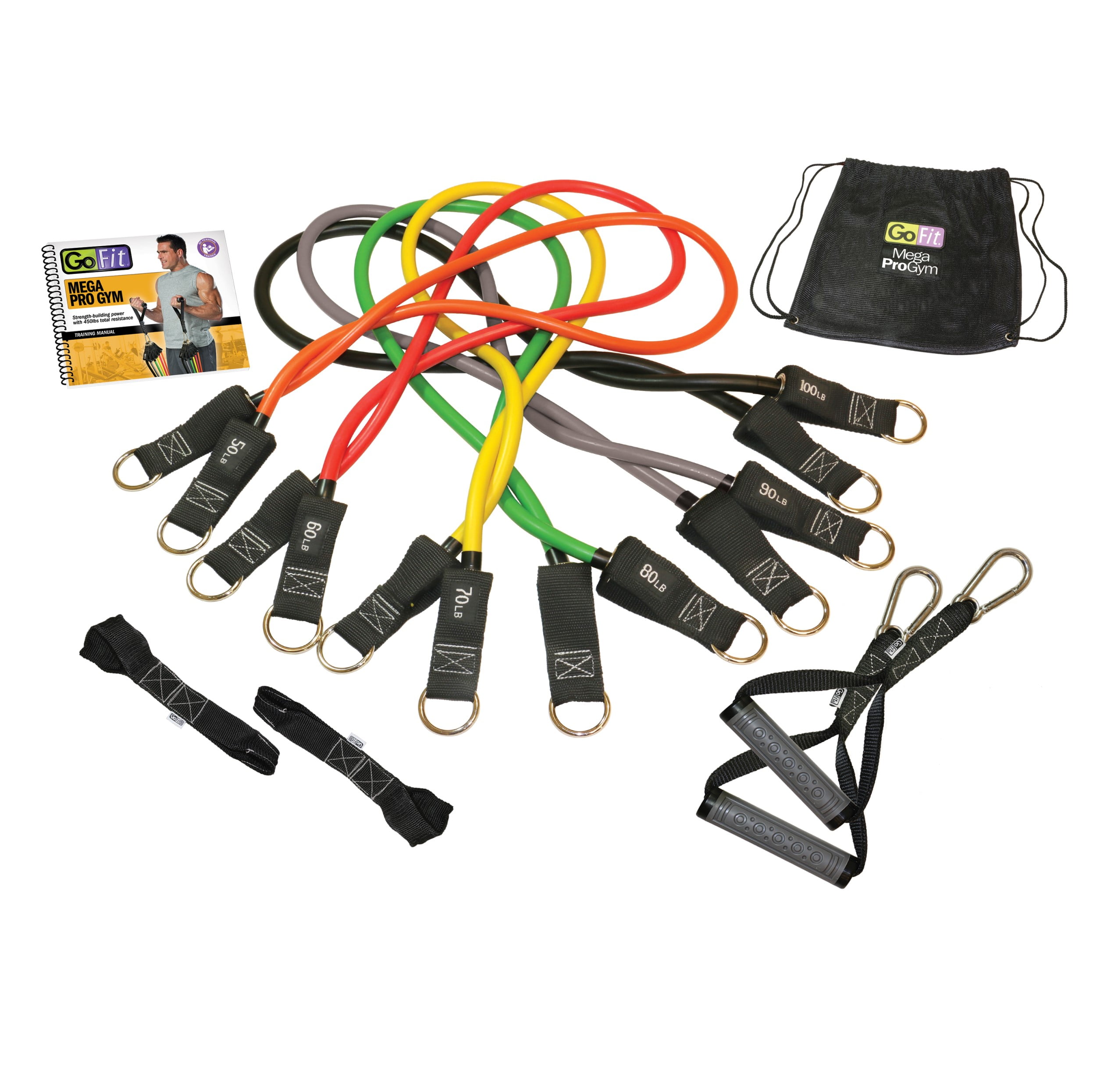 GoFit Mega ProGym Complete Home Gym System with 6 Resistance Tubes, 450 lbs Total Resistance