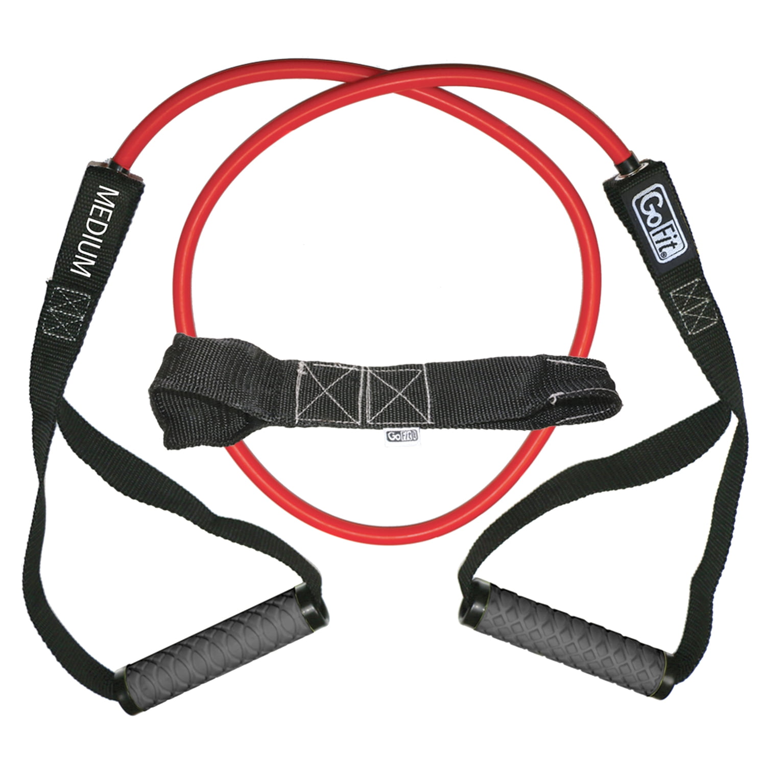 GoFit Pro-Grade Power Resistance Tube with Handles, 30 lbs. Resistance, Red, GF-4TUB-M(30)