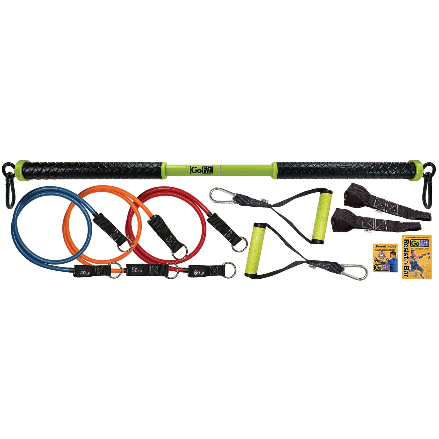 GoFit Resist-a-Bar Kit with 3 Power Tubes, Handles, Door Anchors, 37-Inch Total Body Workout