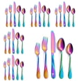 thumbnail image 1 of GoGeiLi Rainbow Silverware Set for 6, 30-Piece Stainless Steel Flatware Set, Shiny Rainbow Metal Cutlery Set, Include Fork, Knife and Spoon Set, Dishwasher Safe, 1 of 6