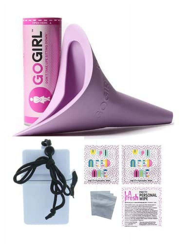 GoGirl Female Urination Device, Lavender & White Waterproof Case for Spills & Splashes Plus LA