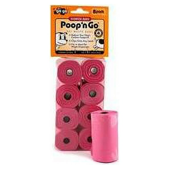 GoGo 13532 Pet Waste Bags, Scented, 8 Rolls, Pink