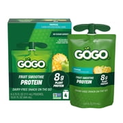 GOGO 8g Protein Tropical Fruit Smoothie On The Go Pouches , 3.75 fl oz 4 Pack