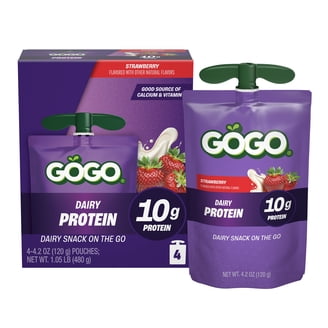 GOGO 10g Protein Strawberry Dairy Snack On The Go Pouches , 4.2 oz