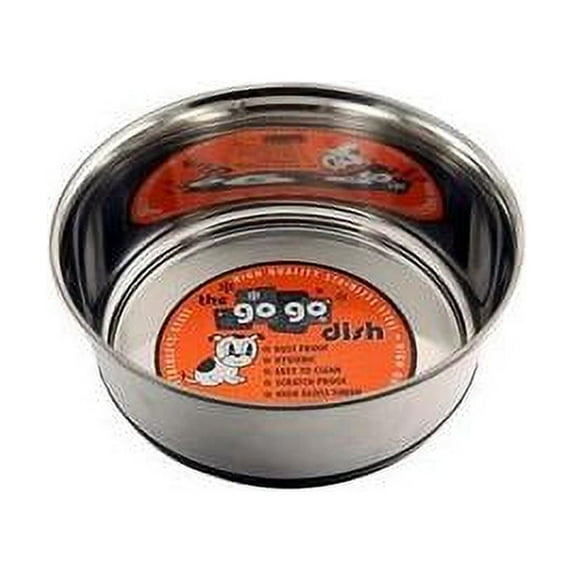 GoGo Pet Products Stainless Steel Weighted No Skid Pet Dog Bowl, 2-Quart