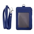 thumbnail image 1 of GoGo Professional ID Badge Holder with Zip, 2-Sided Vertical Style PU Leather, Blue, 1 of 7