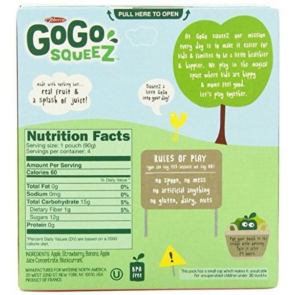 Gogo Squeez Applesauce Banana Pouches 3.2 oz (Pack of 2)