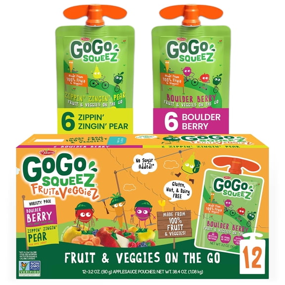 GoGo SqueeZ Variety Fruit and Veggies Applesauce on-the-Go Pouch (Pack of 24)