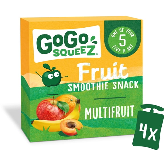 GoGo Squeez Fruit Smoothie Snack - Multifruit 4x90g, Imported from Britain