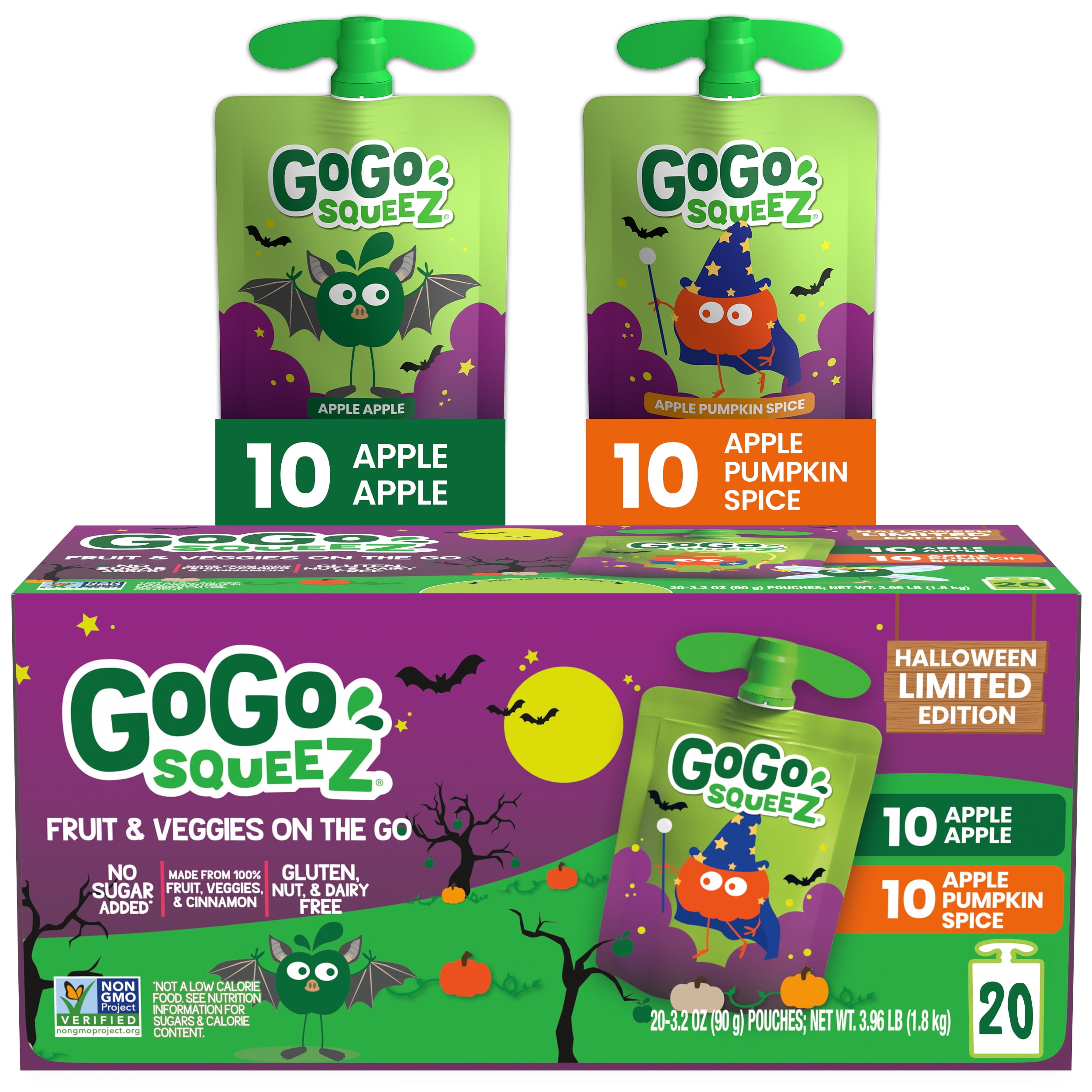 GoGo Squeez No Sugar Added, Halloween Variety Pack, Apple Pumpkin Spice