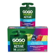 GoGo squeeZ Active Fruit Blend with Electrolytes, Blueberry Strawberry Lemon, 3.9 oz/10ct