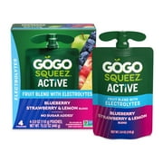 GoGo squeeZ Active Fruit Blend with Electrolytes, Blueberry Strawberry Lemon, 3.9 oz/4ct