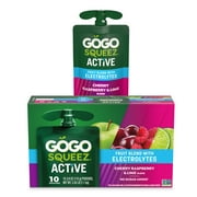 GoGo squeeZ Active Fruit Blend with Electrolytes, Cherry Raspberry Lime, 3.9 oz/10ct