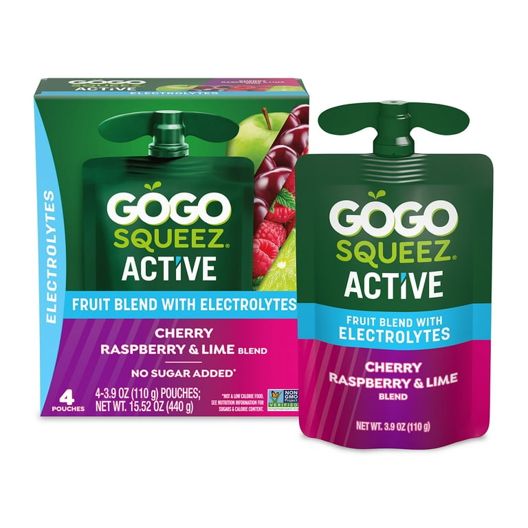 GoGo squeeZ Active Electrolyte No Sugar Added Cherry Lime