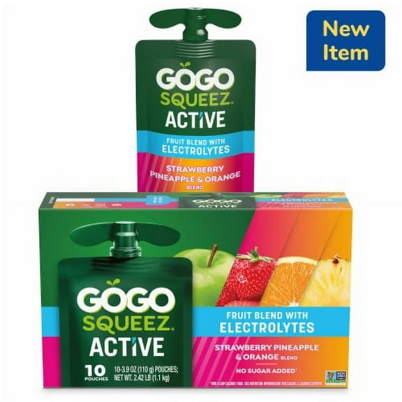 GoGo squeeZ Active Fruit Blend with Electrolytes, Strawberry Pineapple Orange