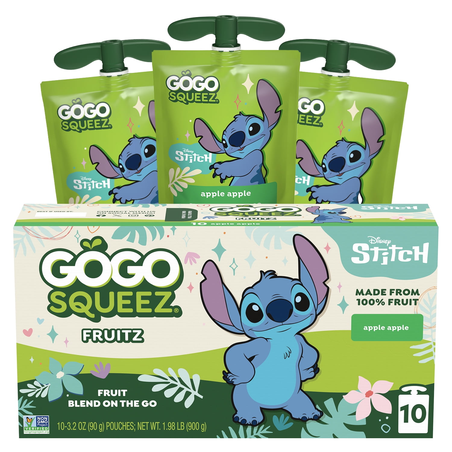 GoGo squeeZ Applesauce and Fruit Puree, Disneys Lilo & Stitch, 3.2 oz Pouches (10 Pack)